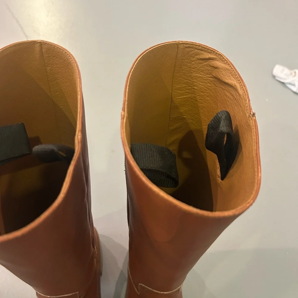 Women's Tall Leather Riding Boots - Brown - Picture 5 of 7